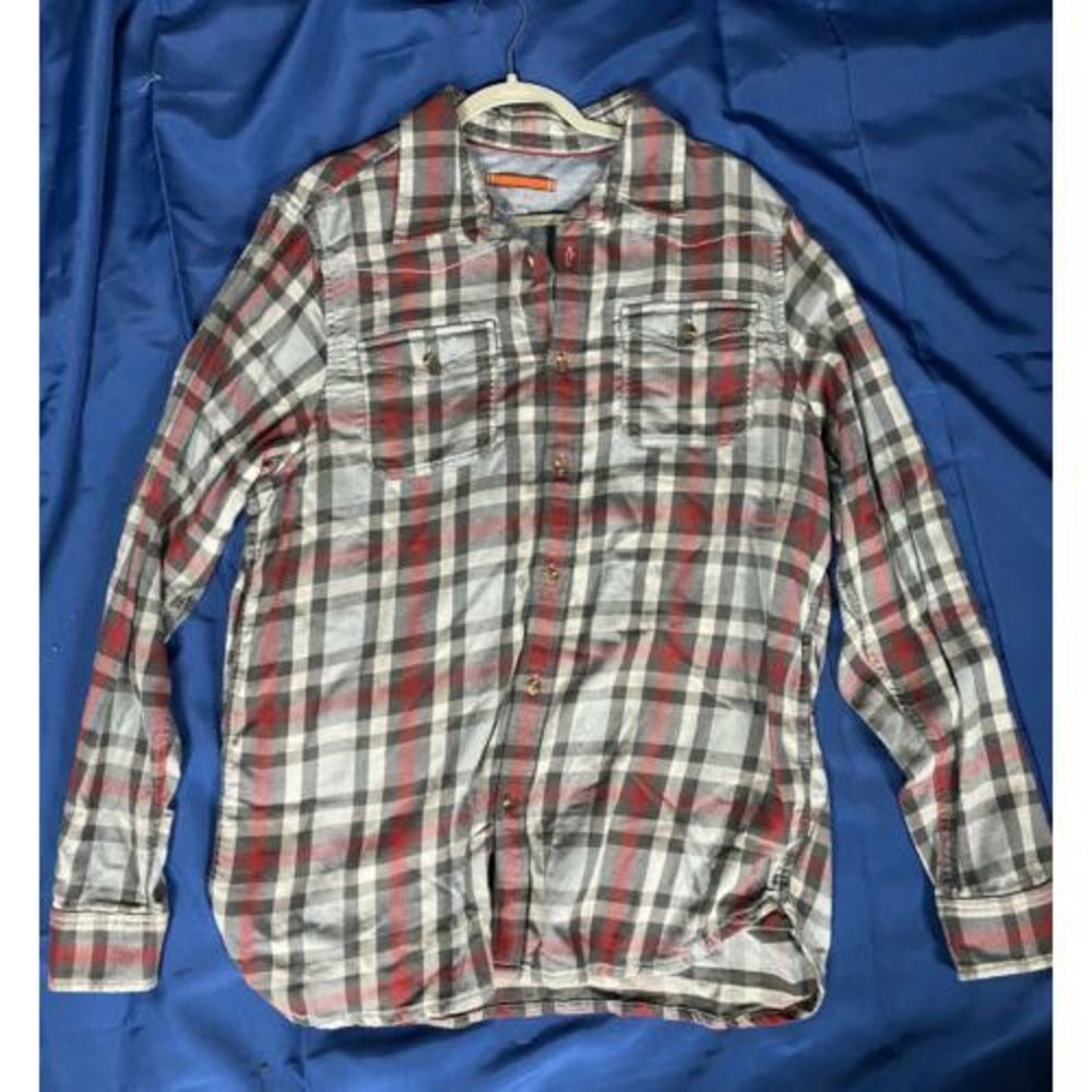 The North Face Mens Plaid Flannel Blue/red Long Sleeve Shirt Size L